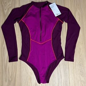 NWT Athleta Colorblock Long Sleeve One Piece size S